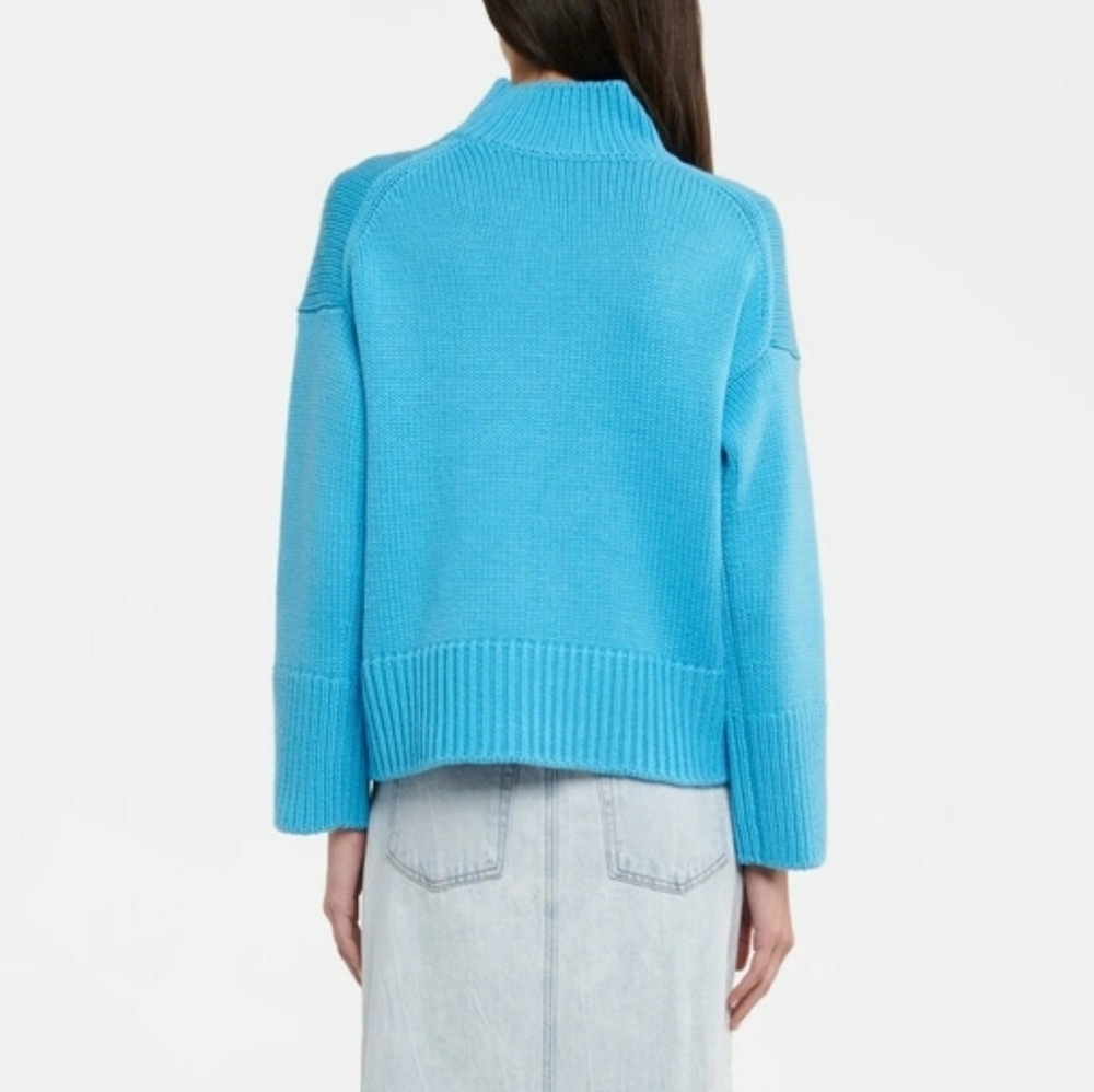 VINCE Wool Cashmere Bright Blue Knit Turtleneck Sweater, S - Picture 7 of 13